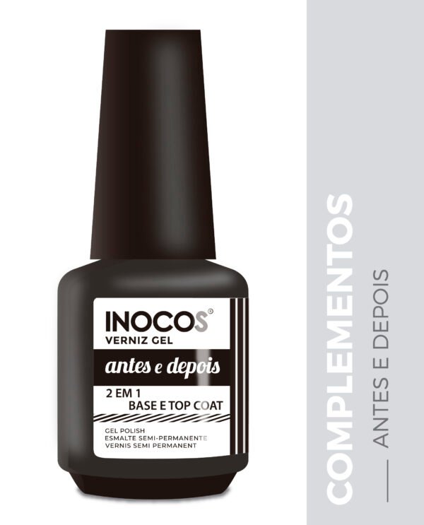 BASE E TOP COAT ANTES E DEPOIS 15ML VERNIZ GEL - INOCOS