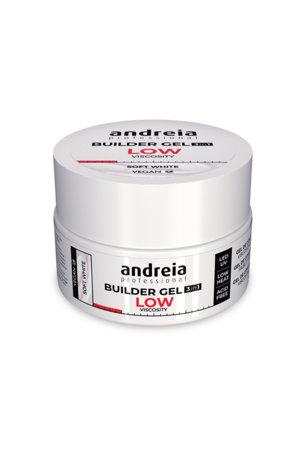 Builder Gel 3 in 1 - Soft White (Low viscosity) 22Gr andreia professional