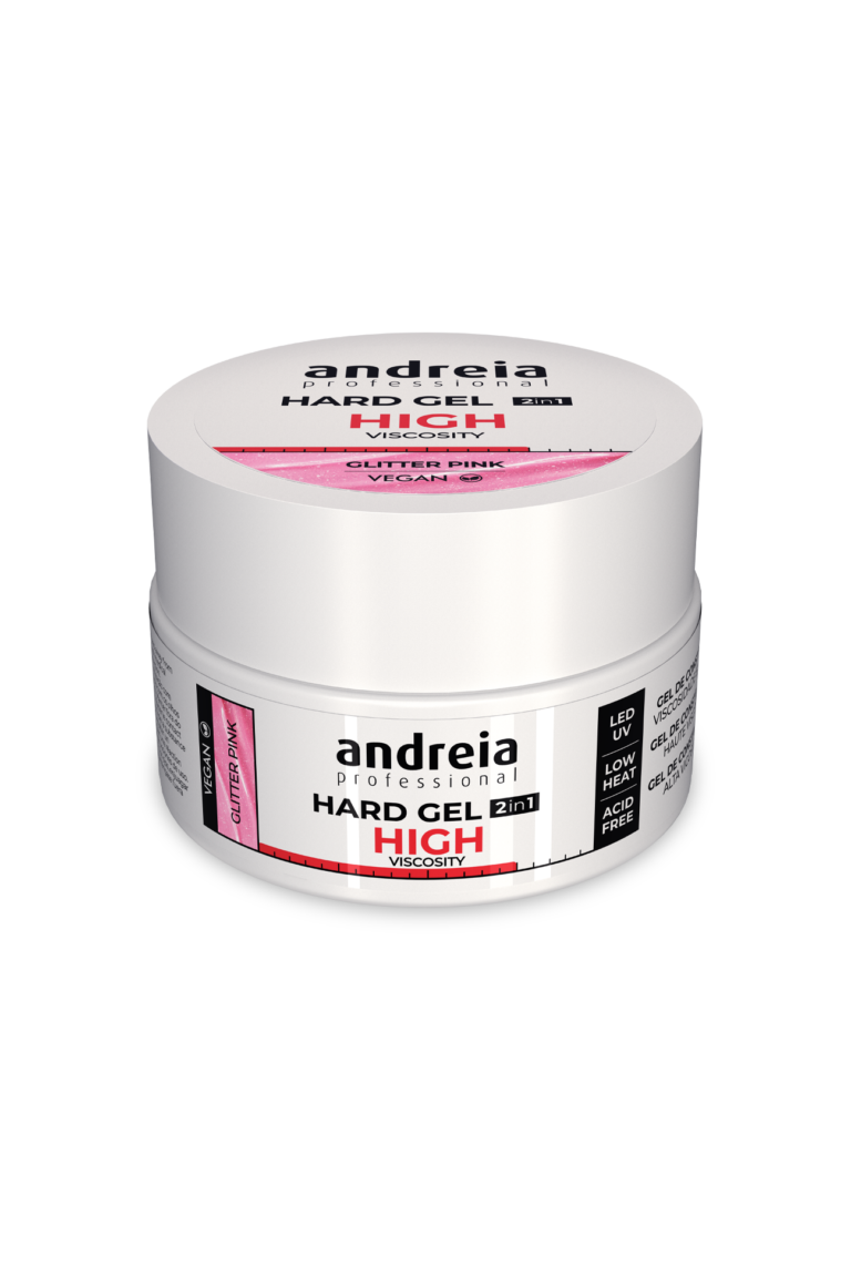 Hard Gel 2 in 1 - Glitter Pink (High viscosity) 22Gr Andreia Professional