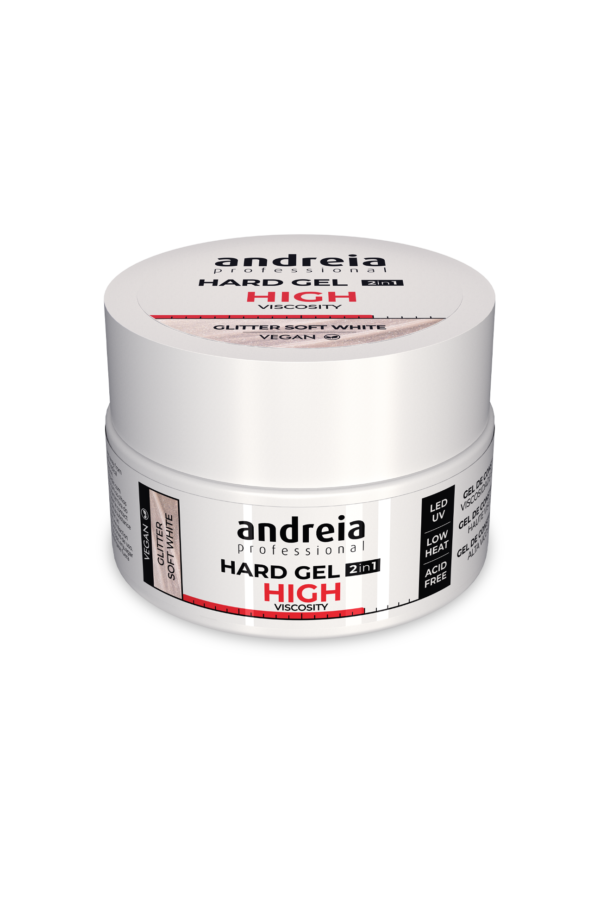 Hard Gel 2 in 1 - Glitter Soft White (High viscosity) 22Gr