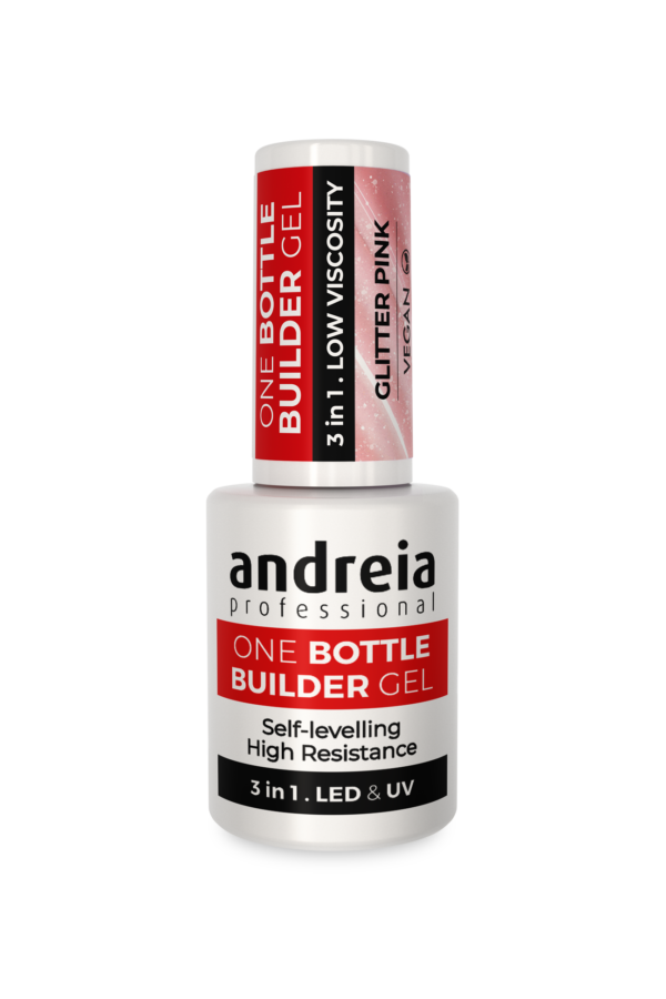 One Bottle Builder Gel 3 in 1 - Glitter Pink (Low viscosity) Andreia Professional