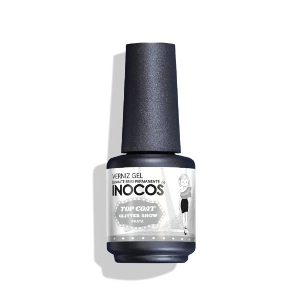 TOP COAT GLITTER SHOW PRATA 15ML - INOCOS