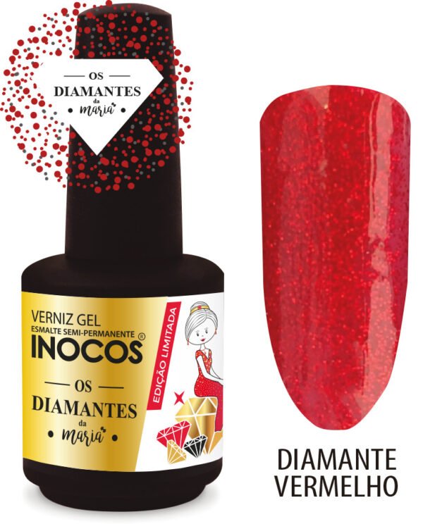 VERNIZ GEL DIAMANTE VERMELHO 15ML - INOCOS