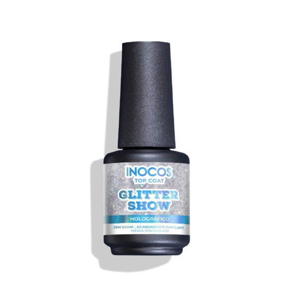 TOP COAT GLITTER SHOW PRATA HOLOGRÁFICO 15ML  - INOCOS
