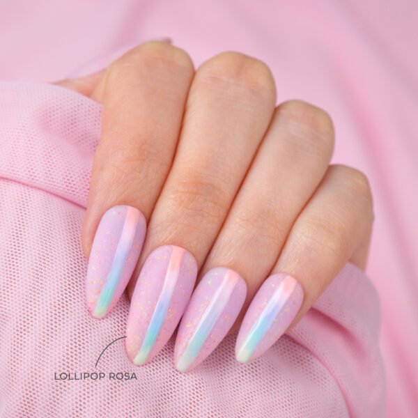 Verniz Gel INOCOS Efeito Lollipop Rosa Glitter Colorido - Image 4