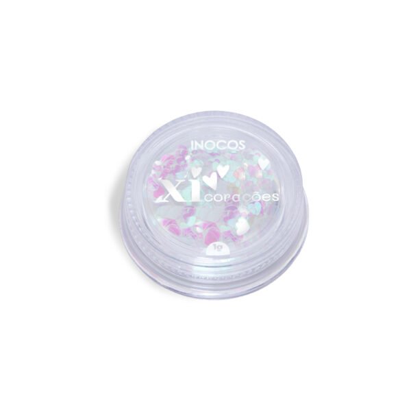 Glitter Xi-Coração INOCOS Branco Holográfico