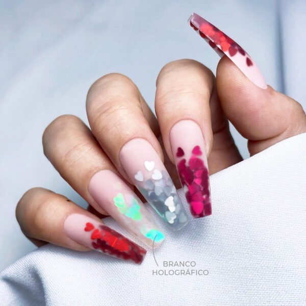 Glitter Xi-Coração INOCOS Branco Holográfico - Image 2
