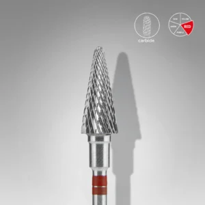 Broca de carboneto para unhas para canhotos, "cone", vermelha, EXPERT, diâmetro 6 mm / parte útil 14 mm