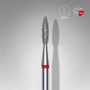 Broca diamantada para pele "chama" vermelha EXPERT diâmetro 2,1 mm, parte útil 8 mm (divisível por 10)